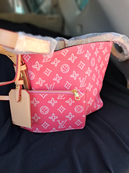 Designer Inspired Pink Monogram Bag