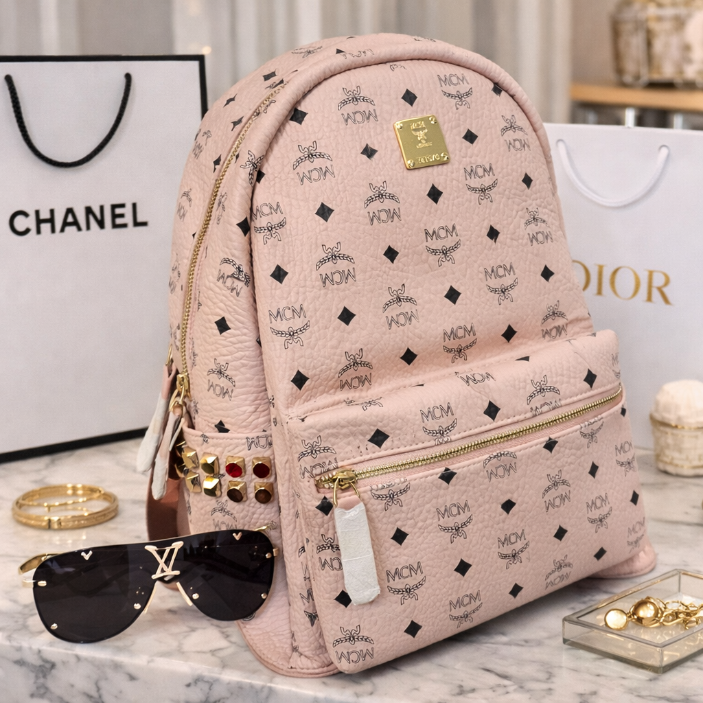 Designer Inspired Pink Monogram Backpack