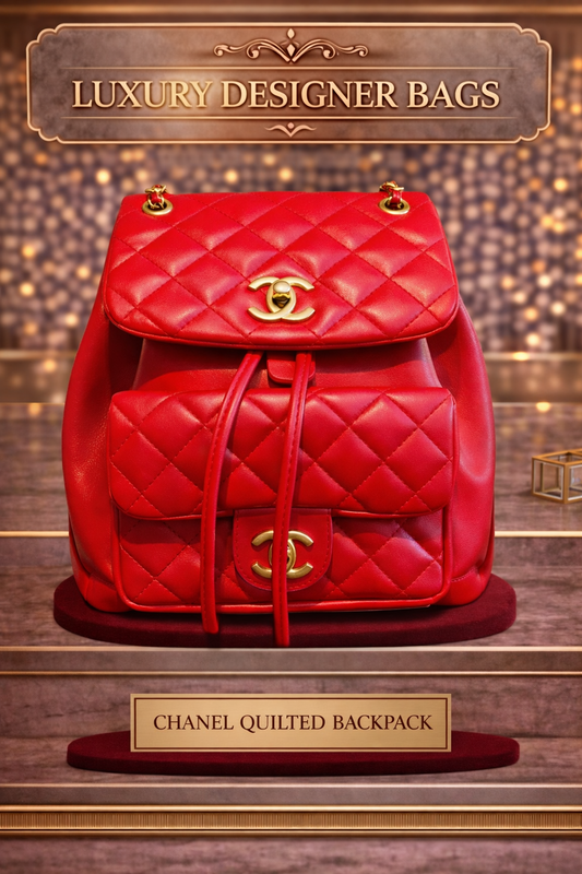 Luxury Designer-Inspired Quilted Red Backpack